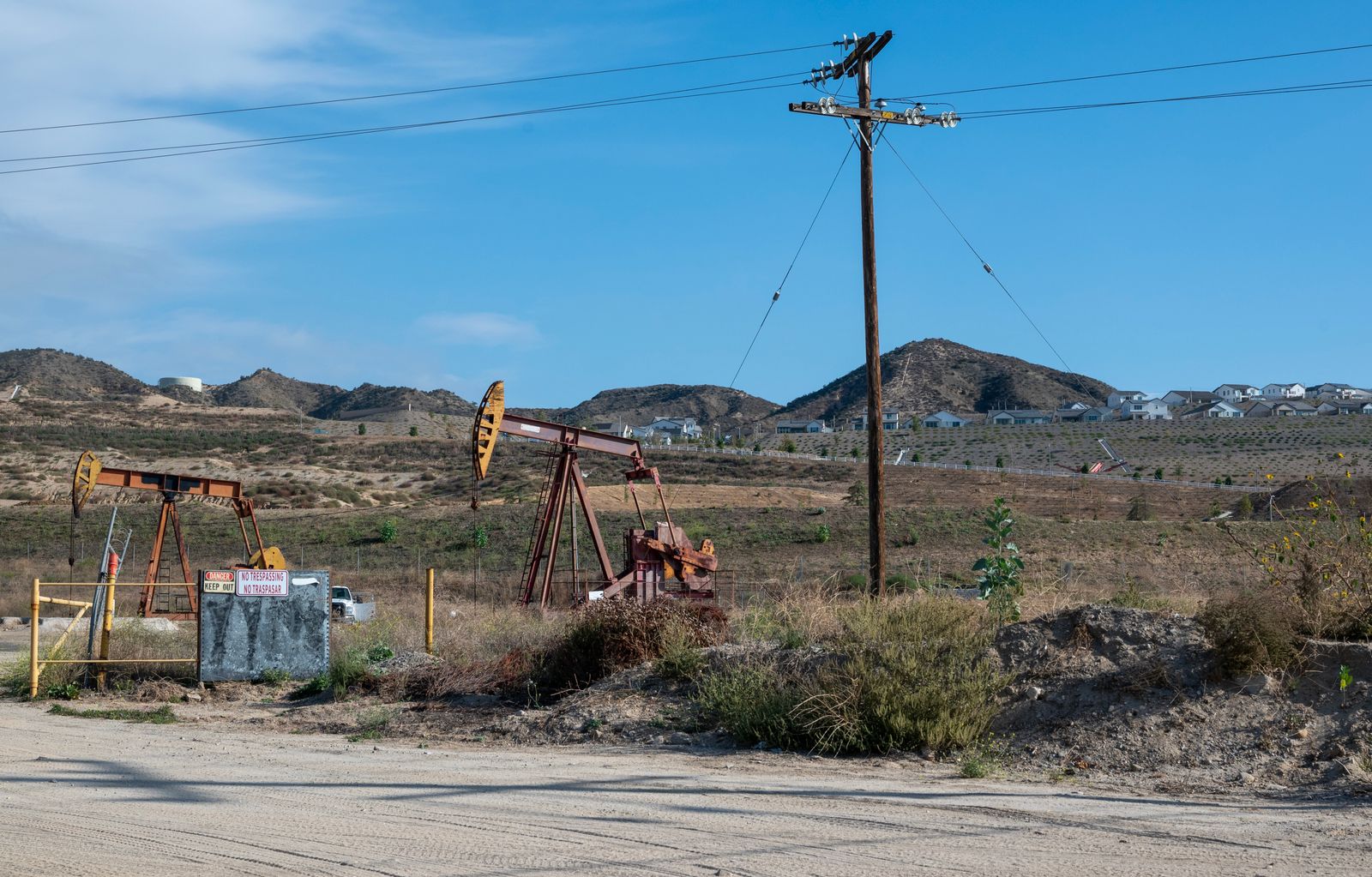 Pump jacks working an onshore oil field